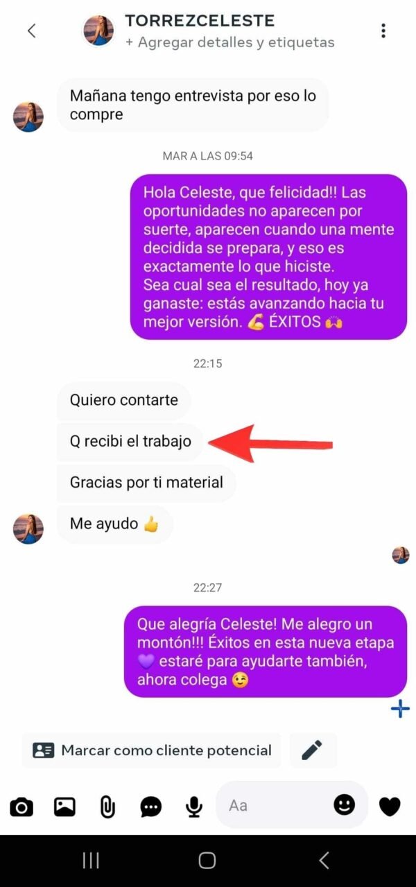 Mensaje de una alumna